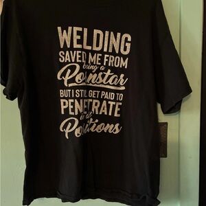 Men’s Welding Saved Me Funny T Shirt Size L Color Black